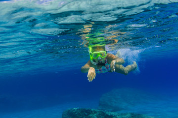 Sticker - Underwater girl snorkeling