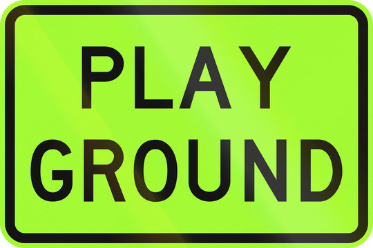 An Australian warning traffic sign - Playground, green version