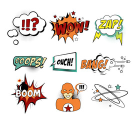 Sticker - Set of Comic Text, Pop Art style