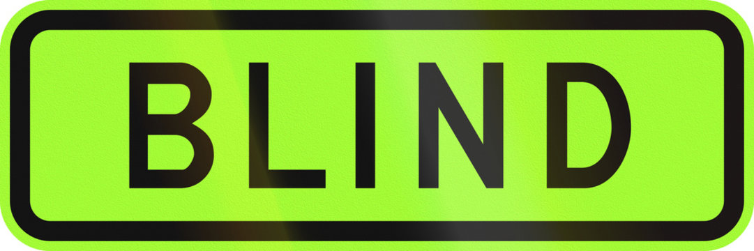 An Australian warning traffic sign - Blind people, green version