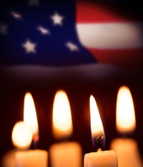 Poster - Composite image of candles in the dark