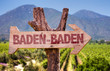 Baden-Baden wooden sign with winery background