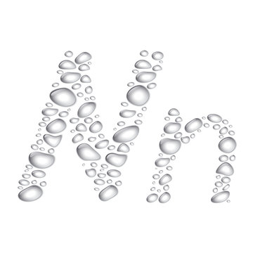 Water drops Alphabet Nn