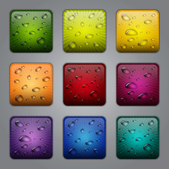 Wall Mural - Application buttons with water drops