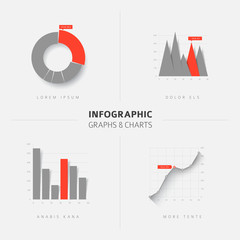 Poster - Set of vector flat design infographic charts and graphs