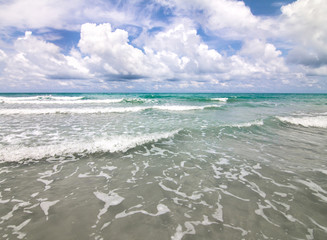 Wall Mural - sea and blue sky with clouds in sunny day