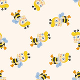 Fototapeta Dinusie - bee cartoon ,seamless pattern