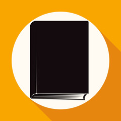 Poster - Book icon on white circle with a long shadow