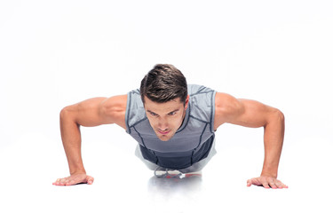 Sticker - Fitness handsome man doing push ups