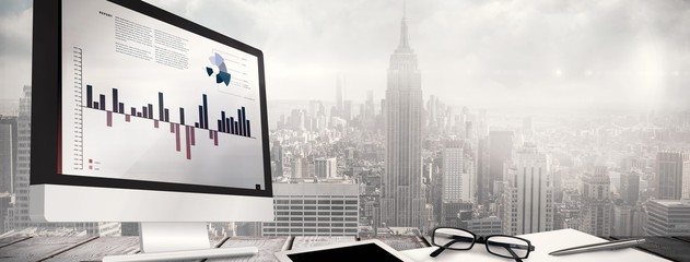 Poster - Composite image of business interface with graphs and data