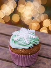 Winter Cupcake With A Snowflake