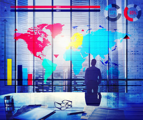 Wall Mural - Global Business Graph Growth World Map Concept