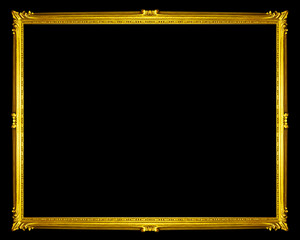 Wall Mural - golden frame isolated on black background, clipping path