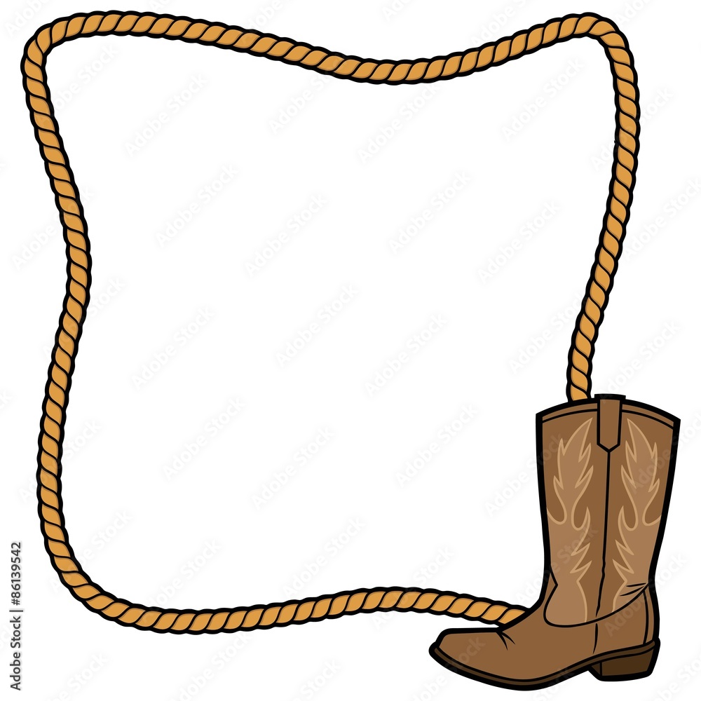 Rope Frame and Cowboy Boot Stock Vector | Adobe Stock