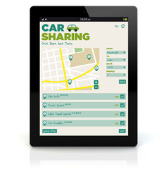 Canvas Print - tablet pc car sharing