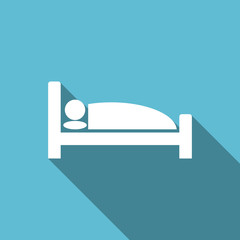 Poster - hotel flat icon bed sign