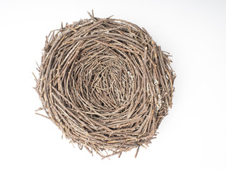 Wall Mural - Birds nest on a white background