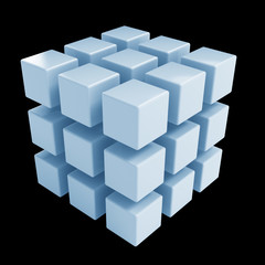Poster - Business concept - 3D block cubes render on white