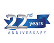 22 Years Anniversary Logo Blue Ribbon