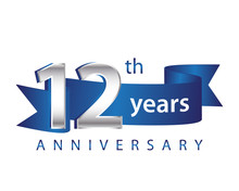 12 Years Anniversary Logo Blue Ribbon