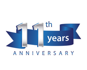 Wall Mural - 11 Years Anniversary Logo Blue Ribbon