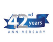 42 Years Anniversary Logo Blue Ribbon