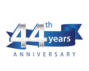 Wall Mural - 44 Years Anniversary Logo Blue Ribbon