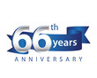 66 Years Anniversary Logo Blue Ribbon