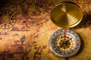 Compass on old map