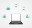 © MrP - Vector digital marketing. Laptop with sample icons