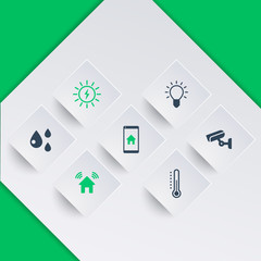 Poster - Smart house modern icons on square shapes, vector, eps10