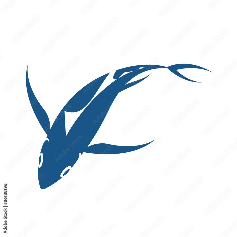 graphic fish top view, vector
