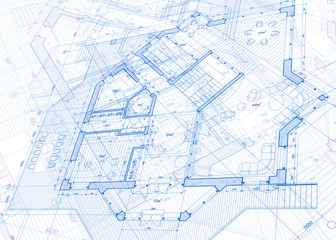 Wall Mural - architecture blueprint - house plans / vector illustration