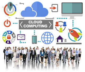 Wall Mural - Business People Connection Global Communications Cloud Computing