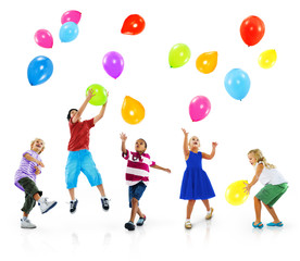 Wall Mural - Multiethnic Children Balloon Happiness Friendship Concept