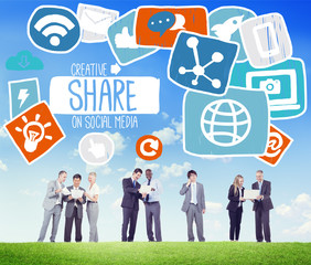 Canvas Print - Share Sharing Social Media Networking Online Download Concept