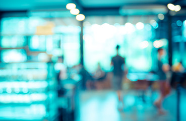 Poster - Blurred background : Customer at cafe blur background with bokeh