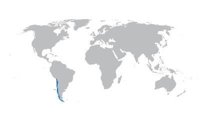 Poster - grey map of the world with indication of Chile