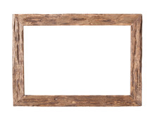 Wooden Frame / Rustic Wood Frame Isolated On The White Background With Clipping Path