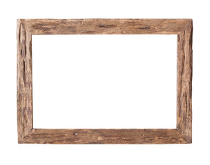 Wooden Frame / Rustic wood frame isolated on the white background with clipping path