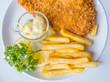 Top view of fish and chips