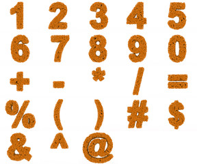 set of colored digits consisting of the cubes