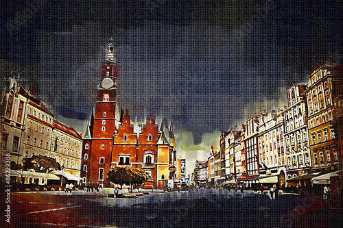 Fototapeta na wymiar Wrocław city miasto retro vintage