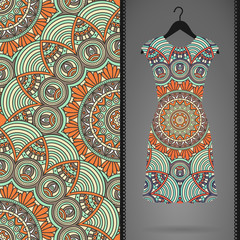 Ethnic floral seamless pattern with dress