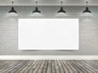 3d blank poster in room with ceiling lamps