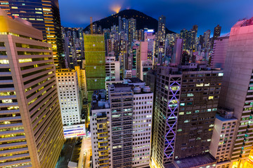 Hong kong office building at night