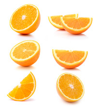 Half Orange Fruit On White Background