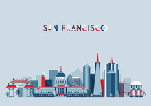 San Francisco United States City Skyline Flat