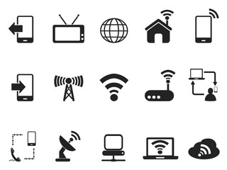 black telecom icons set