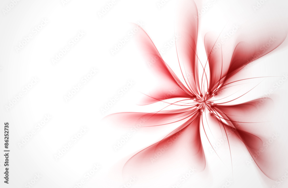 Red Flower Abstract Waves Background - obrazy, fototapety, plakaty 